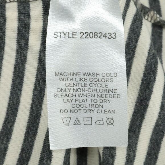 Tory Burch Dress Womens Small Ivory Gray Stripe T Shirt Knit Buttons Logo - Picture 12 of 12